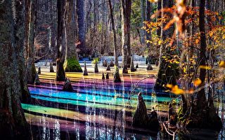 组图：弗吉尼亚州公园里美丽彩虹池 纯属天然