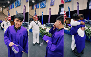 兒子高中畢業典禮 海外服役的爸爸驚喜現身