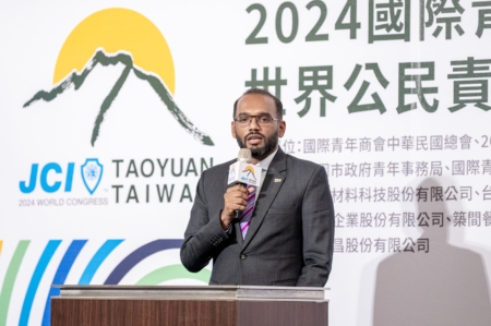 國際青商會世界主席Kaveen Kumar Kumaravel致詞。