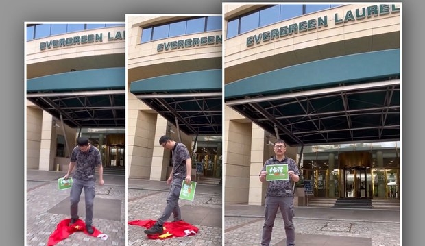 巴黎酒店拒挂中共国旗事件发酵 华人踩五星旗