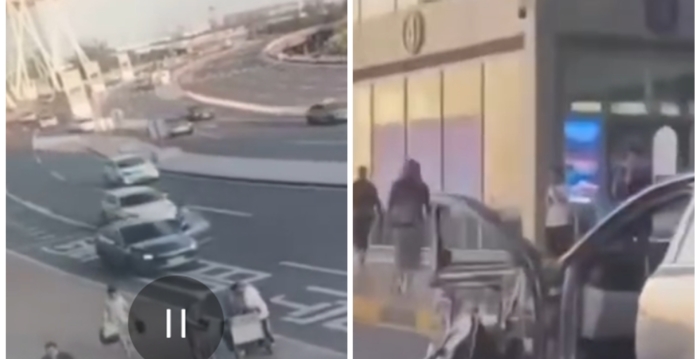 天津机场航站楼前 司机下车遭后车遭撞伤