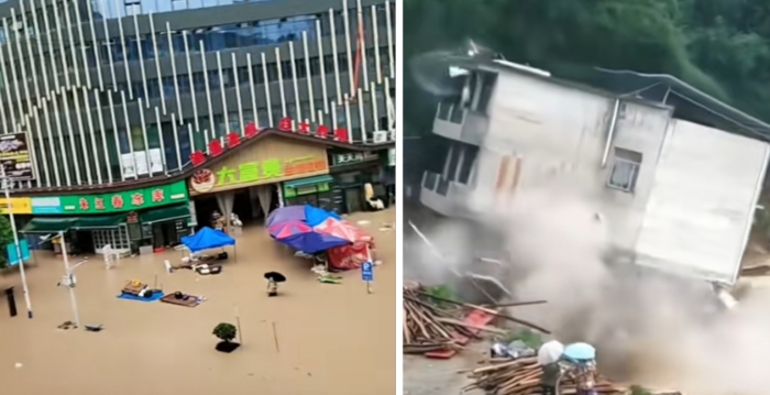 湖南310座水库溢洪 张家界、龙山县多地被淹