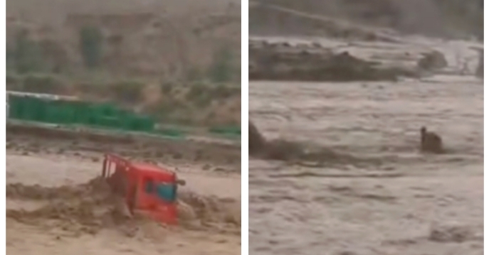 甘肃暴雨引发山洪 至少5人失联