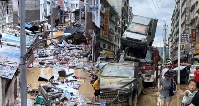 洪灾后的贵州榕江县满目疮痍 多人遇难