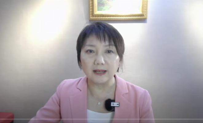 图为台湾立法议员范云在CECC听证会上。(CECC视频截图)