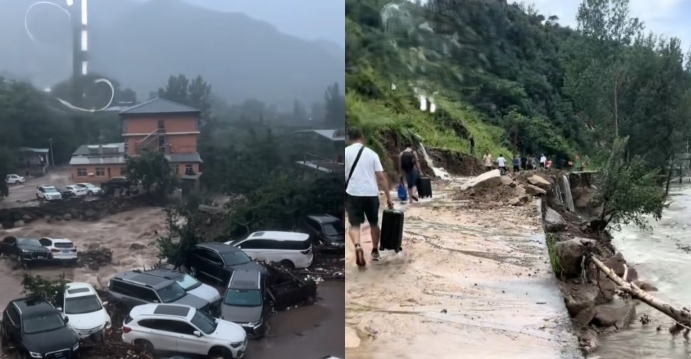 一行18人到承德避暑遇山洪 4辆车全被冲走