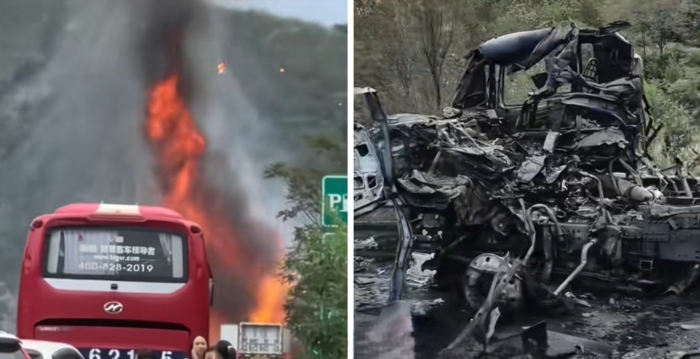 山西气罐车爆炸仅剩金属架 亲历者:腿都软了