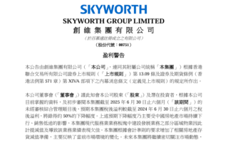 創維集團預計上半年淨利潤下降50%