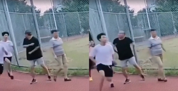 广东一老人散步故意肘击跑步学生 引热议