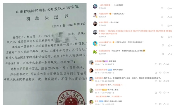 山东农妇质疑法官判决 遭罚10万被拘留15天