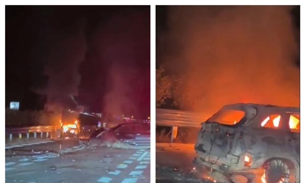 深南高速路广西兴业县路段5车追尾 酿2死3伤