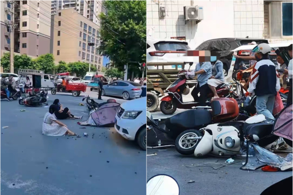 广西百色一司机驾车撞伤8人 逃逸时坠河