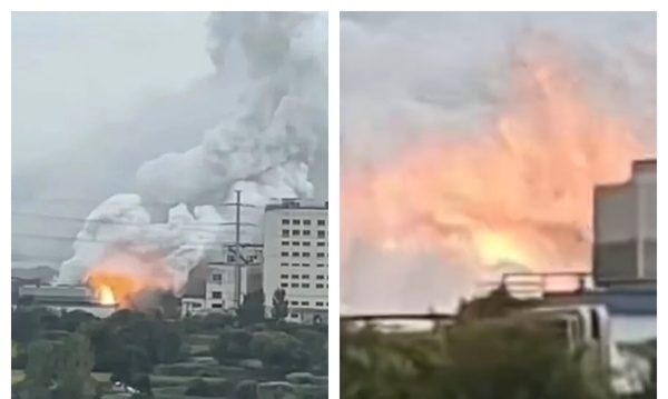 江苏江阴一化工厂黄磷罐车泄漏 引发火灾