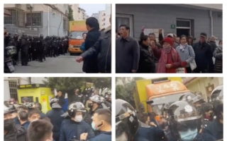 上海某海军家属院居民与中共军警对峙