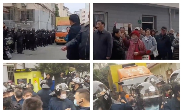 上海某海军家属院居民与中共军警对峙