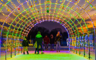 组图：耶稣诞生场景重现 光隧道美如仙境