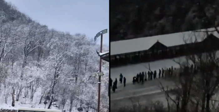 陕西太白山降雪路滑 数百名游客一度滞留