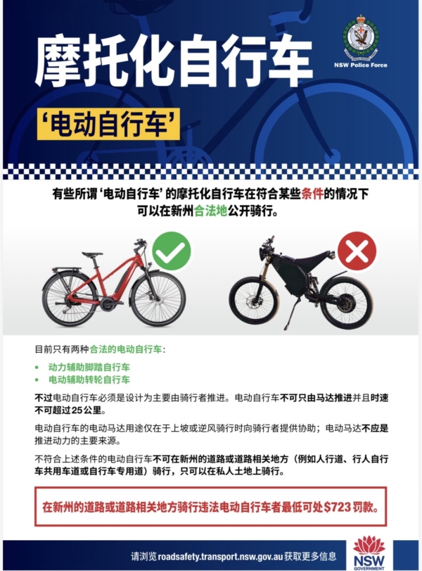 悉尼萊德警局發電動自行車安全須知：遵守新規避罰款