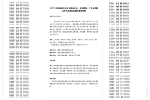 陝西250名訪民集體控告檢察院不作為