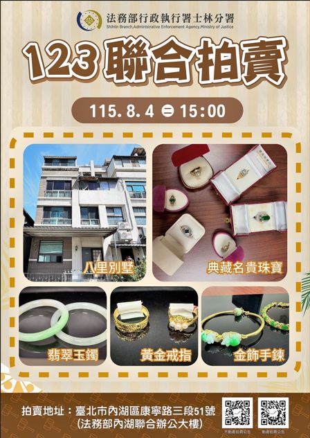 士林分署拍賣海報。