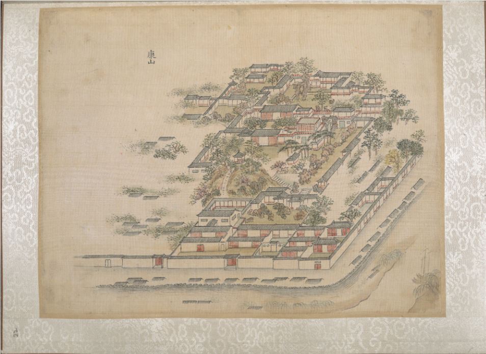清代錢維城《乾隆南巡駐蹕圖》第二十二幀:康山(揚州)。(公有領域)