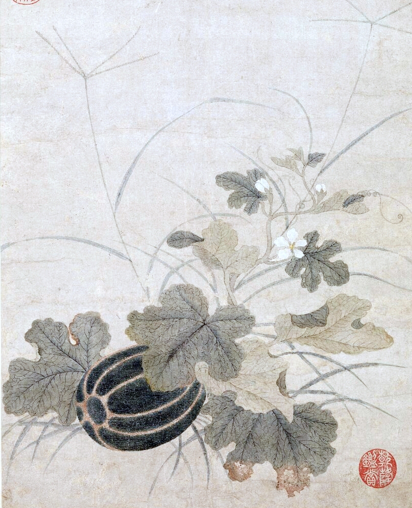 宋 錢選《秋瓜圖》軸,台北故宮博物院藏。(公有領域)