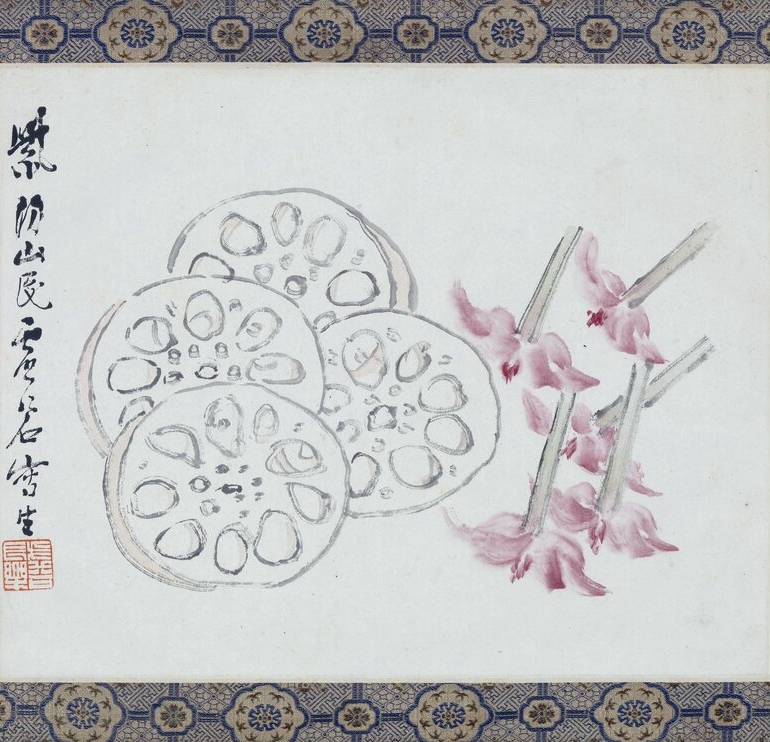 清 虛谷《藕》軸,台北故宮博物院藏。(公有領域)
