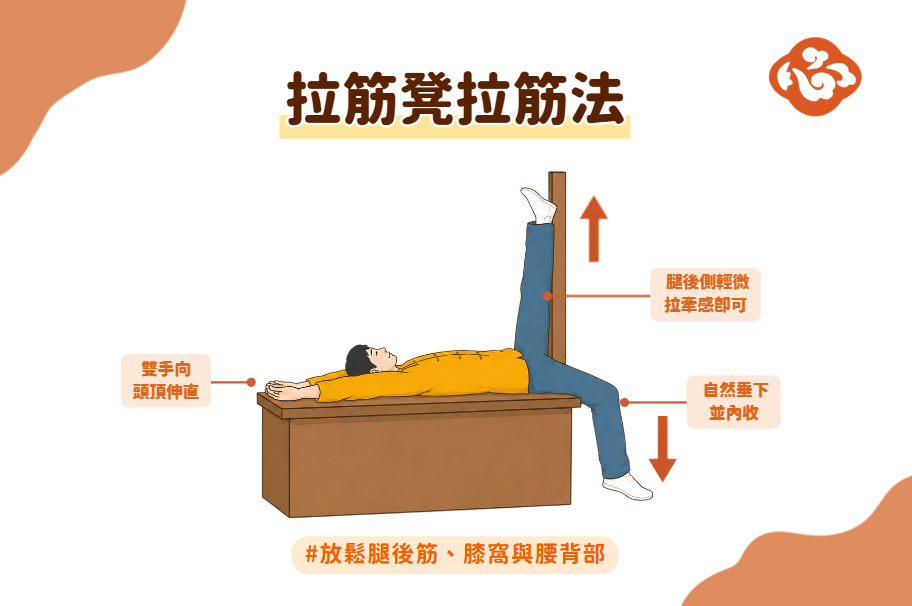 拉筋凳拉筋法有助伸展膝窩與腿後側肌群,改善腿後緊繃與膝蓋伸展不順。(醫道心傳製作組/大紀元)