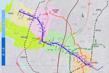 中捷蓝线共20站,高架段8站,地下化段有12站,全线24.8公里,12日开工的为B01-B03高架段。