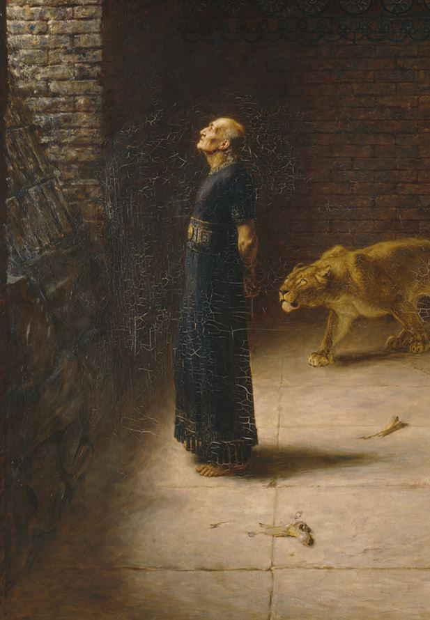 《但以理回答國王》(Daniel's Answer to the King,1890年)局部,(公有領域)