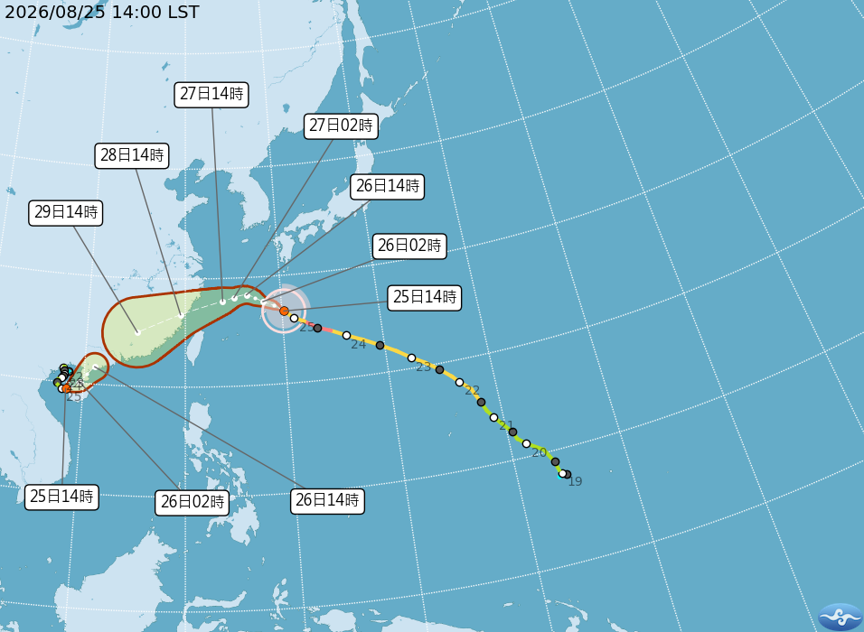 颱風沙德爾路徑北修轉南 台灣26日晚發海警